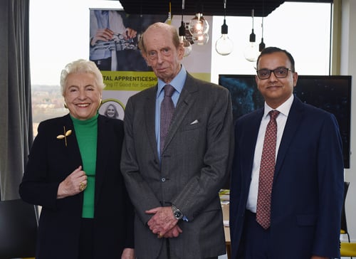 Dame Stephanie Shirley CH, HRH The Duke of Kent and Mayank Prakash FBCS, President of BCS, The Chartered Institute for IT