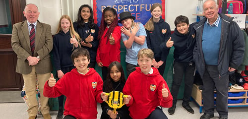 Clepington School lego team with trophy