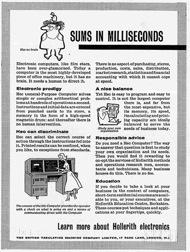 British Tabular Machine Company Limited ad (1950s)