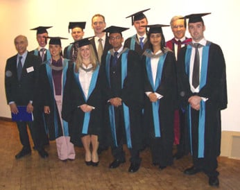 Rajan Anketell (BCS Branch Chairman), Ian McAllan, Leticia Vega, Alexander Geddes, Tara Jelley, Peter Hall (Project Sponsor), Jinesh Shah, Kenneth McCallum, Kiran Bolina, Dr Walter Skok (Course Supervisor), Michael Johnson (from left to right and the person at the back first).