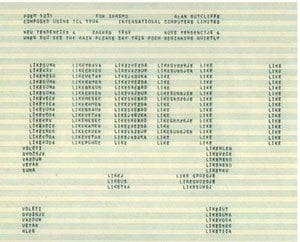 Alan Sutcliffe, an example poem for SPASMO, the original English version, 1969