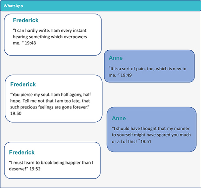 WhatsApp dialogue between Frederick and Anne