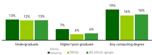 Chart showing IT specialists holding computing degrees (2020)
