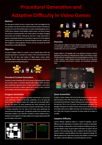 Emilia Szynkowska's poster: ‘Procedural Generation and Adaptive Difficulty in Video Games’