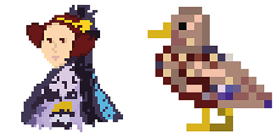 8-bit image of Ada Lovelace and Lancaster Duck