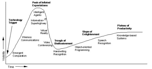 Line graph depicting Gartner Group's Hype Cycle