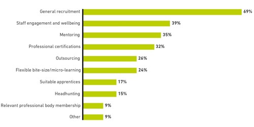 Chart displaying how organisations plan to address skills and capability gaps.