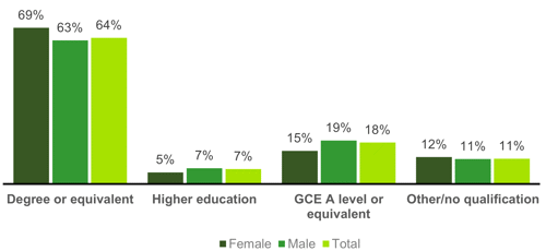 Chart showing Level of educational attainment amongst IT specialists (2022)