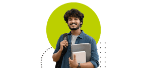 Student poses for photo carrying laptop and bag